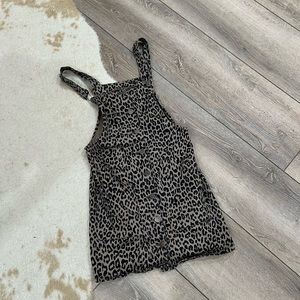 SO leopard print denim overall dress